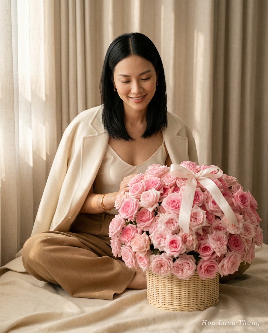 Seraphina Rose Basket - Hoa Lang Thang