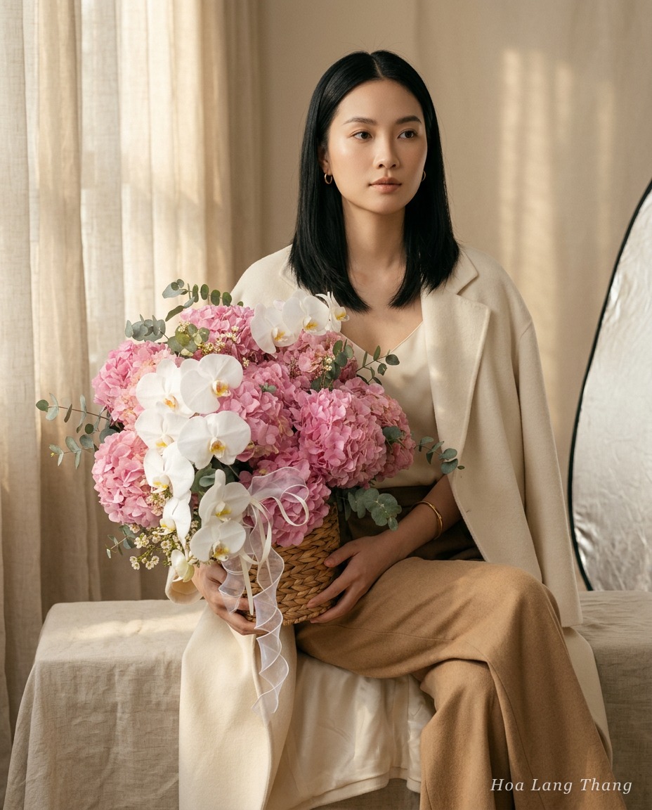 Céleste Orchid Basket - Hoa Lang Thang