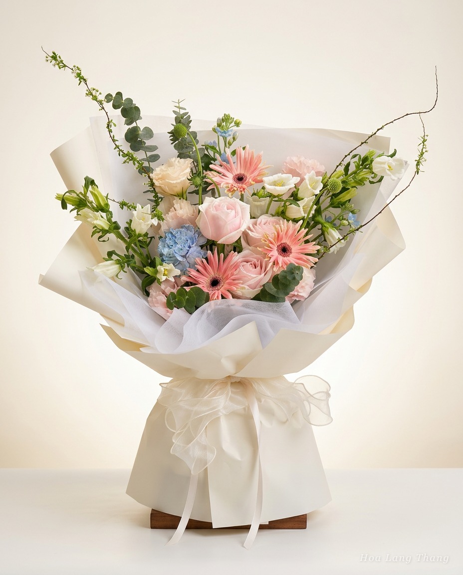 Bó hồng kem Hồng - Hoa Hồng Nhập Khẩu Giá Bao Nhiêu 2026 – Bảng Giá Chi Tiết Tại Hoa Lang Thang | Hoa Lang Thang